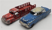 Vintage Tootsietoy Cadillac & Stakebed Truck.