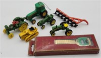 1/64 John Deere Tractors, Cat Dozer, Plow, and