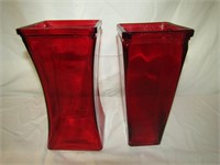 2 Red Vases 8 1/2" T