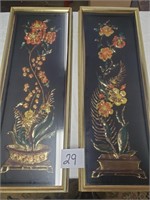 Pair of Long Framed Asian Art Pieces