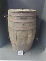 Large Wood Barrel with Hinged Top