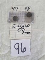 1937 & 1937 D Buffalo Nickels