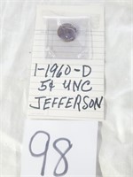 1960 D - UNC. Jefferson Nickel