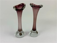Vintage E&R Sweden Glass Bud Vases 8"
