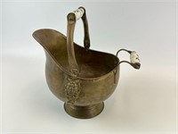 Vintage Copper Scuttle Bucket Ceramic Handles