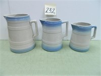 Set of (3) Blue & White Stoneware Graduating -
