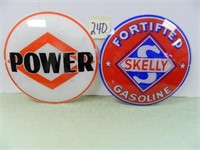 13 1/2" Round Power and Skelly Gasoline Single -
