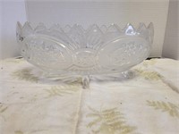 footed glass dish 11"L 4.5"h