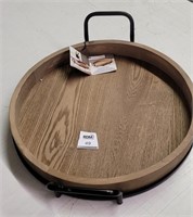 Better Homes & Gardens Round Wood Serving Tray wit