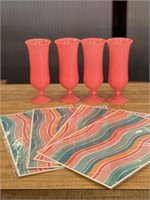 NEW!! Set of 4 Cups and Place mats