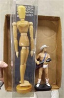 NAKED COWBOY DOLL, WOODEN FIGURINE