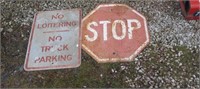Vintage Stop Sign & No Loitering Sign
