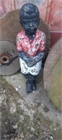 Old Concrete Black Memorabila Boy Fishing Statue