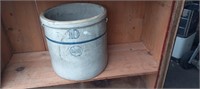10 Gallon Blue Band Stoneware Crock ( has lines