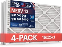 BNX 16x25x1 MERV 13 AC Furnace Air Filter 4 Pack