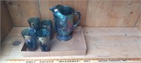 Indiana Carnival Glass Pitcher + 4 Tumblers