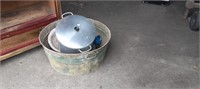 Galvanized Tub w/ misc items ( holes around sides