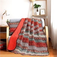 NEWLAKE Quilt Throw Blanket with Classical Floral