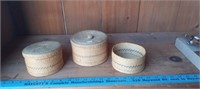 3 Old Woven Grass Indian Storage Baskets
