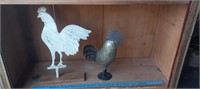 2 Tin Rooster Figures