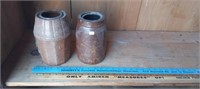 2 Wax Seal Stoneware Jars