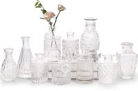 Glass Bud Vase Set of 10 - Small Vases for Flower