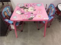 MINNIE MOUSE TABLE AND FROZEN KIDS CAMP CHAIRS