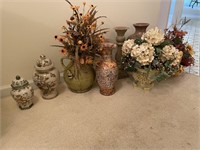 GROUP OF VASES AND FLOWERS