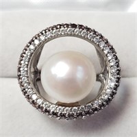 $4520 14K  Mabe Pearl 12.3Mm CZ(2.66ct) Ring