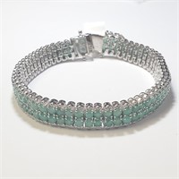 $1900 Silver Emerald 7.5"(12ct) Bracelet