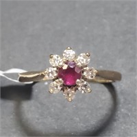 $1800 14K  Ruby Diamond(0.16ct) Ring