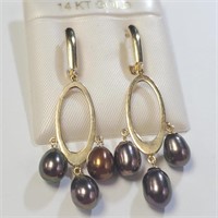 $1600 14K  Fresh Water Pearl Earrings