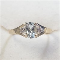 $1000 10K  Aquamarine Diamond Ring