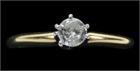 14K Yellow and white gold round brilliant cut