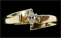 10K Yellow gold marquise cut diamond ring,