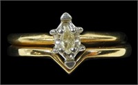 10K Yellow gold marquise cut diamond wedding ring