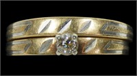 10K Yellow gold diamond wedding ring set,