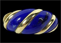 14K Yellow gold dome style ring with lapis lazuli