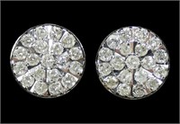 14K Yellow gold round pave diamond post earrings,