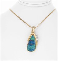 Beautiful Boulder Opal Pendant, 14K, Chain