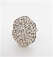 18K White Gold Diamond Flower Ring, 2.45CT