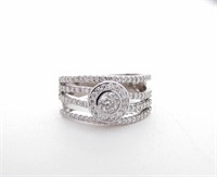 18K White Gold Diamond 4-Row Ring