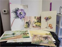 Group of unsigned watercolor paintings