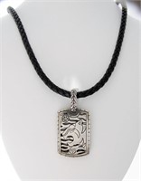 John Hardy Leather Cord with Dog Tag Pendant