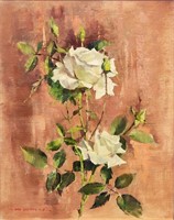 Nan Greacen 20x16 O/C "White Masterpiece Roses"