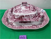 11 - FULLHAM BY SPODE COVERED DISH & PLATTER (G1)