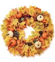 New fall wreath with artificial leaves etc