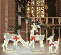 New Twinkle Star Lighted tinsel reindeer fam