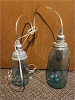Antique blue mason jars (hanging lights)