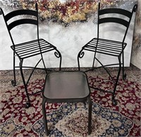 11 - LOT OF 2 BISTRO CHAIRS & SMALL TABLE